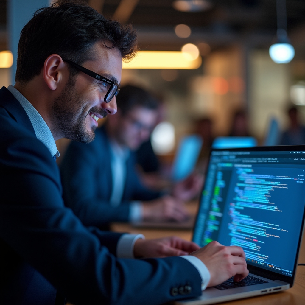 Kursant testujący interaktywny element strony napisany w JavaScript
